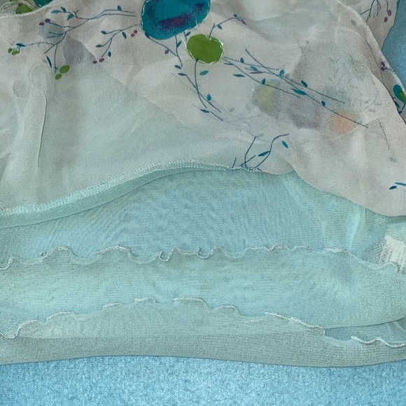 MISOMISO silk tiered sequence beaded tank top flowy floral scalloped NEW size L - Picture 6 of 10